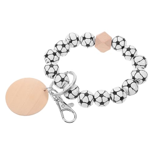DEARMAMY Sport-schlüsselanhänger Aus Holzperlen Armband Schlüsselanhänger Charme für Fußballliebhaber von DEARMAMY