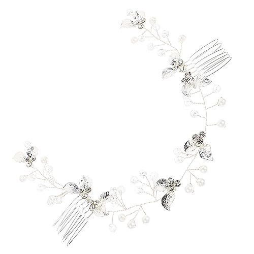 DEARMAMY Gesteck Und Kamm Kopfbedeckung Hochzeit Haarkämme Brautjungfer Braut Kopfschmuck Spitze Braut Stirnband Hochzeit Haarschmuck Hochzeitsaccessoires Mädchen Kunststoff Silber von DEARMAMY