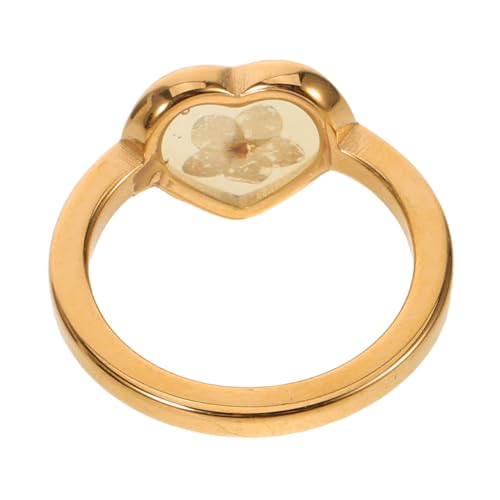 DEARMAMY Goldplated Herzförmiger Finger Ring mit Getrockneten Blüten Handmade Blumenschmuck aus Edelstahl Leicht und Komfortabel für Frauen Vielseitiges Accessoire für Alltag und Besondere von DEARMAMY