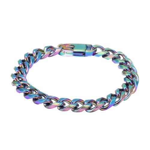 DEARMAMY Gradient Hip Hop Armband Stylisches Herren Schmuckstück Metall Farbverlauf Komfortable und Robuste Punk Handgelenk Kette für Alltag und Party von DEARMAMY