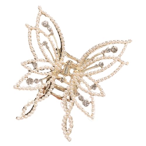 DEARMAMY Große Schmetterling Haarklammer mit Perlen und Haaraccessoire für Damen Rutschfeste Haarspange für Einen Perfekten für Verschiedene Anlässe und Outfits von DEARMAMY