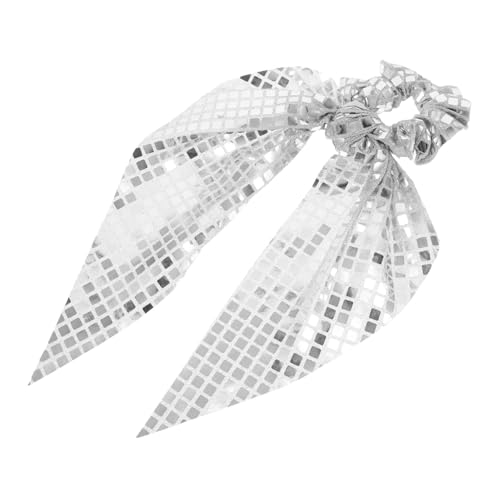 DEARMAMY Glitzernde Pailletten Haarspangen Mit Schleife Elastische Haargummis Für Pferdeschwanz Party Accessoires Für Mädchen Und Frauen Großes Glänzendes Seilband von DEARMAMY