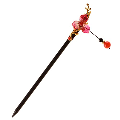 DEARMAMY Holz-haarstäbchen Mit Hängendem Quastendesign Für Frauen Japanische Haarnadel Im Vintage-stil Für Lange Haare Haarknotenstab Mit Blumenmotiv Haarstyling-tool von DEARMAMY