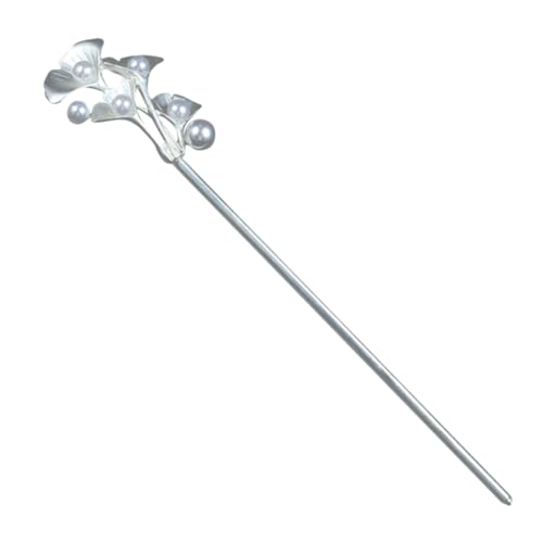 DEARMAMY Chinesische Haarnadeln Mit Blumenmuster Perlen-haarstäbchen Retro-haarreifen Chignon-pin Für Frauen Und Mädchen in Silber von DEARMAMY
