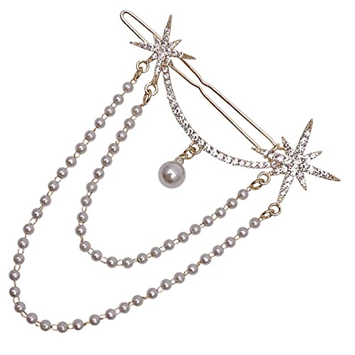DEARMAMY Strass Haarspange Mit Perlenkette Und Schmuck Für Damen Passend Zu Hochzeit Geburtstag Oder Alltag Eleganter Kopfschmuck Für Anlässe von DEARMAMY