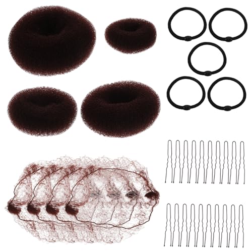 DEARMAMY Haarnetz Damen Und Mädchen Elastische Dutt-abdeckung Mit Haarspangen Haarschleife Für Hochsteckfrisur Flechtwerkzeug Für Zöpfe Und Hochsteckfrisuren von DEARMAMY