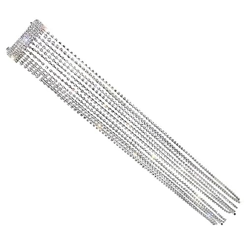 DEARMAMY Haarschmuck mit Quasten Haarquaste Mädchen Haar Strass geformt elegant dünn Pferdeschwanz-Haarnadel mit Quaste Pferdeschwanzclip aus Metall Haarkette mit Strasssteinen Legierung von DEARMAMY