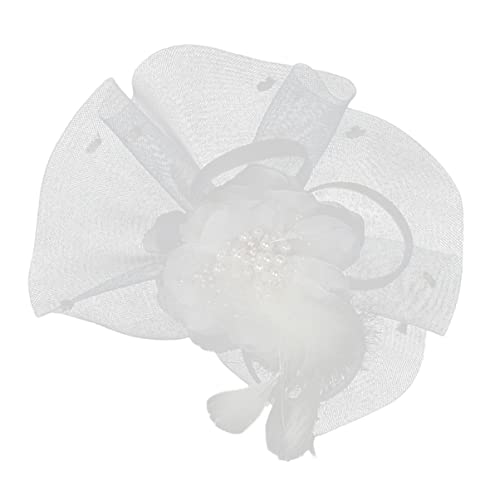 DEARMAMY Haarspange haarschmuck haarclips wedding haarklauenclips haarstifte abendkleider nachtkleid hair bow clip abendskleid federkleid abend cocktailkleid Braut Stirnband Weiß von DEARMAMY