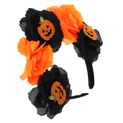 DEARMAMY Halloween-stirnband Gesicht Funkeln Rock Braut Rave Gothic-kopfbedeckung Maskerade Maske Männer Tiaras Kleid Hochzeit Stirnbänder Für Damen Haarklammer Salon Frauen Grüßer Orange von DEARMAMY