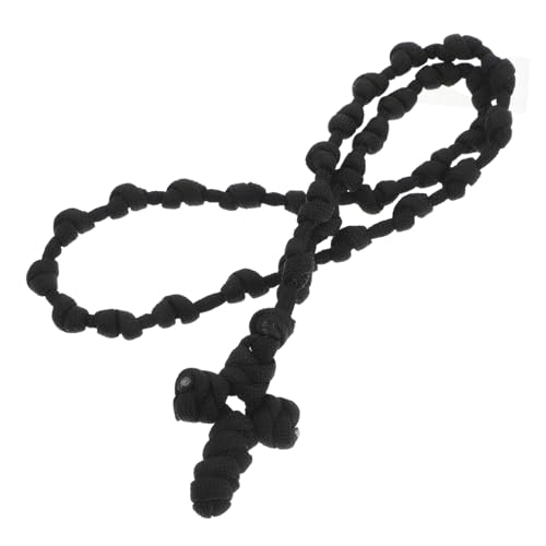 DEARMAMY Handgefertigte Geflochtene Gebetskette mit Kreuzanhänger Langlebiges Gebetsseil Ethnisches Glaubenssymbol Spirituelle Halskette für Persönlichen Gebrauch und von DEARMAMY