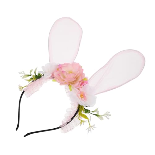 DEARMAMY Hasen Stirnband Für Hasenohren Und Blumen Haaraccessoire Für Mädchen Und Damen Party Kopfbedeckung Für Fasching Und Cosplay von DEARMAMY
