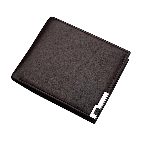 DEARMAMY Herren Geldbörse Kurzformat PU Portemonnaie mit Kartenhalter Großes Fassungsvermögen Elegantes Design für Büro und Geschäftsreisen Kaffee von DEARMAMY