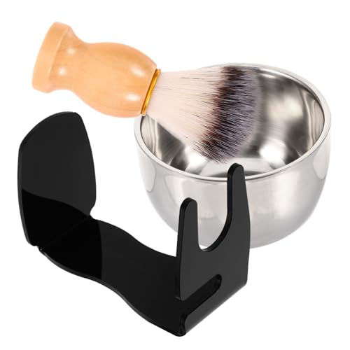 DEARMAMY Herren Rasier- Rasierpinsel Rasierschale Edelstahl Halter Komplettes Bartpflege Eine Mühelose Nassrasur Pflegewerkzeug Für Männer von DEARMAMY