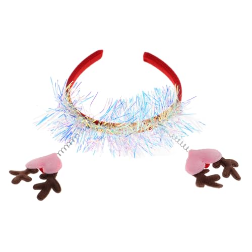 DEARMAMY Herz-Geweih-Stirnband Weihnachtshaarreifen Halloween Stirnband Kostüm Weihnachts Haarreif weihnachtskopfschmuck Boho-Stirnbänder für Frauen weihnachtsgeweih haarbänder das Haustier von DEARMAMY