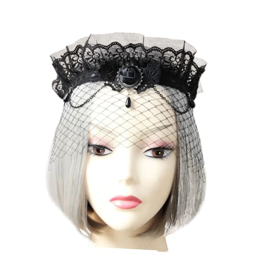 DEARMAMY Spitzenschleier Kronenmuster Retro Grenadine Stirnband Hochzeit Haarschmuck Für Brautfrau Schleier Kopfbedeckung DEARMAMY Spitzenschleier Kronenmuster Retro Grenadine Stirnband Hochzeit Haarschmuck Für Brautfrau Schleier Kopfbedeckung von DEARMAMY
