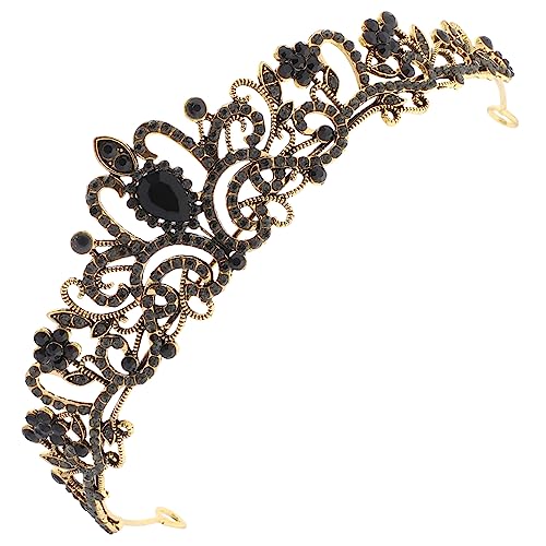 DEARMAMY Hochzeitskrone Rosa Braut- Party Kronen Bräute Hühner Tiara Brautstirnband für Hochzeit Krone für Frauen Brautkrone aus Strass Strasskrone für Braut Festzugskrone Legierung Schwarz von DEARMAMY