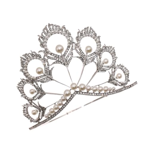 DEARMAMY Hochzeitskrone Stirnband Kristallperlen Kopfschmuck Braut Hochzeitsschmuck Haarband Perlen Zubehör Für Fest Anlass von DEARMAMY