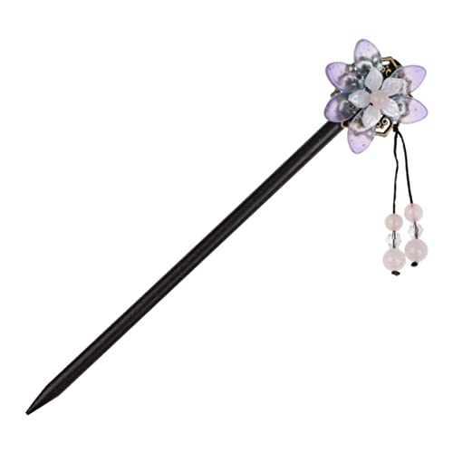 DEARMAMY Holz Chinesische Haarnadel Hängender Haarstab Vintage-blumen-haarstäbchen Für Frauen Haarstäbe Für Dutts Haarknotenstab von DEARMAMY