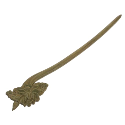 DEARMAMY Holz Haarstab Geschnitzt Traditionell Chinesisch Für Frauen Styling Tool Langes Haar Dutt Schmuck Kopfschmuck Haarnadel Haargabel Haarspange Retro Vintage Lotusblume Accessoire von DEARMAMY
