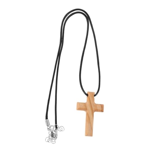 DEARMAMY Holzkreuz Halskette Olivenholz Handgefertigter Religiöser Anhänger Unisex Schmuck für Spirituelle Anlässe Inspirierendes mit Einzigartiger Maserung für Männer von DEARMAMY
