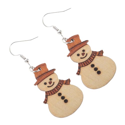 DEARMAMY Holzohrringe Mit Schneemann Weihnachtsohrstecker Aus Holz Süße Schneemann-ohrringe Für Damen Ornamente Für Weihnachts Und Winterfeiern Handgefertigter Schmuck Für Empfindliche von DEARMAMY