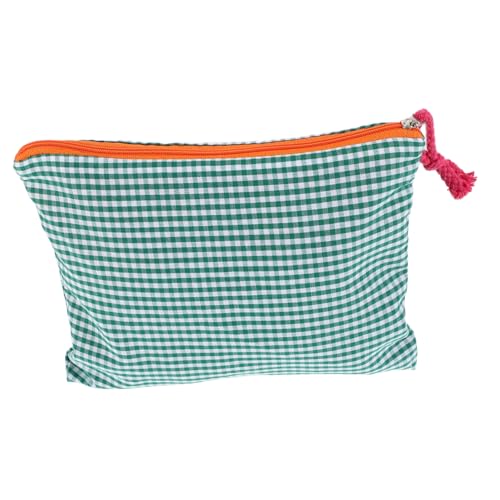DEARMAMY Karierte Kosmetiktasche Weibliche Schminktasche Ästhetische Schminktasche Make -up -organisator Make-up-Tasche Mit Großer Kapazität Green Bettwäsche Aus Baumwolle von DEARMAMY