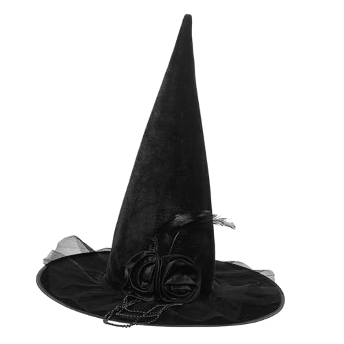DEARMAMY Hexenhut Mit Blumen Und Federn Für Halloween Bequeme Cosplay- Für Partys Und Fotografie Für Spezielle Anlässe von DEARMAMY