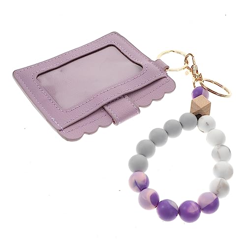 DEARMAMY Schlüsselanhänger Kartenhalter Armband Mit Holzkugeln Handgefertigtes Design Für Id-Karten Geldbeutel Und Schlüssel Vielseitig Tragbar Für Alltag Und Reisen von DEARMAMY