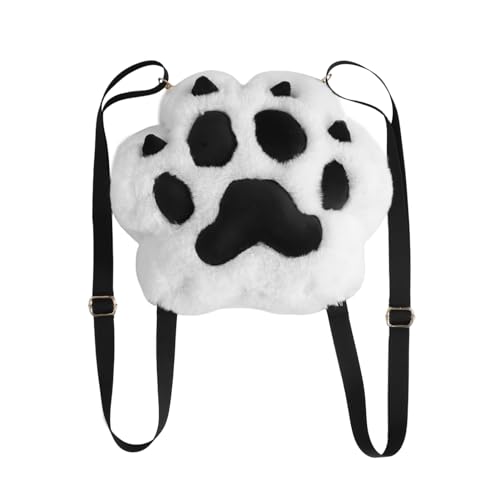 DEARMAMY Katzenkrallen-Rucksack Bausatz Spielzeughaus Kosmetiktasche für Mädchen die Einkaufstasche Mini-Kosmetiktasche Reiserucksack süßer Rucksack Plüschhandtasche Katzentasche Weiß von DEARMAMY