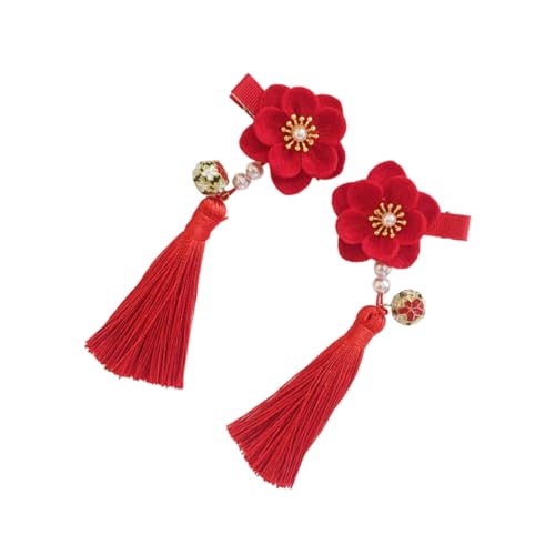 DEARMAMY Kinderblumen-haarnadel Quasten-haarnadel Im Chinesischen Stil Haarspange Für Mädchen Bezauberndes Haar-accessoire Für Neujahr Und Verschiedene Anlässe Rot von DEARMAMY