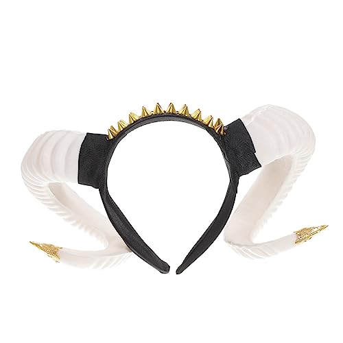 DEARMAMY Klaue Stirnband Hörner Ziege Halloween-horn Haarreif Aus Antilopenschafhorn Wolf Haarspangen Aus Teufelshorn Halloween-kopfschmuck Halloween-maske Halloweenkostüm Weiß Kunststoff von DEARMAMY
