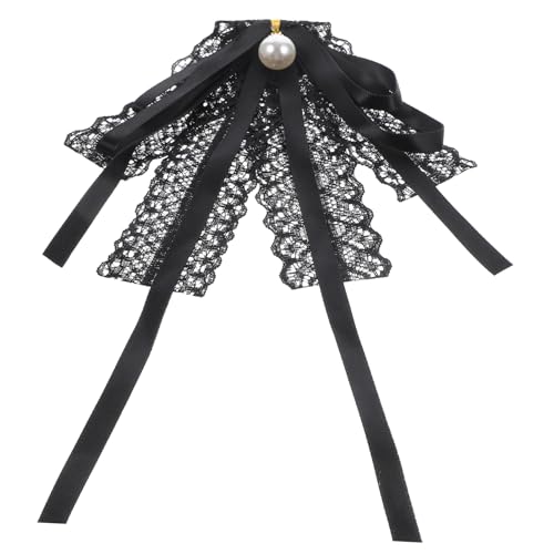 DEARMAMY Damen Kleidungsaccessoire Schwarze Spitze Schleife Elegante Brosche Krawatte Stoff Art Bogen Knoten Für ädchen Outfits Modischer Bowtie Für Besondere Anlässe von DEARMAMY