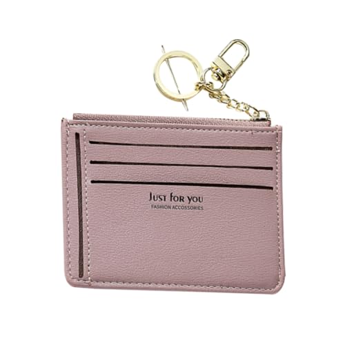 DEARMAMY Kleine Damen Geldbörse Schlüsselanhänger Mini Portemonnaie mit Mehreren Kartenfächern aus Langlebigem Material Modische und Einfache Geldbörse für Alltag und Reisen Rosa von DEARMAMY