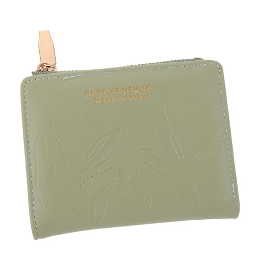DEARMAMY Kleine Damen Geldbörse aus Bifold mit Reißverschluss Münzfach Kompakte Brieftasche mit Großem Fassungsvermögen Vielseitiger Kartenhalter für Alltag und Schule Grün von DEARMAMY