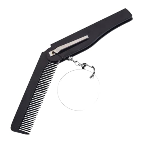 DEARMAMY Faltbarer Taschenkamm Für Männer Tragbarer Klappkamm Mit Feinen Zähnen Und Schlüsselanhänger Inklusive Ovalem Spiegel Für Bartpflege Und Unterwegs Kompakt Leicht Und Handlich von DEARMAMY
