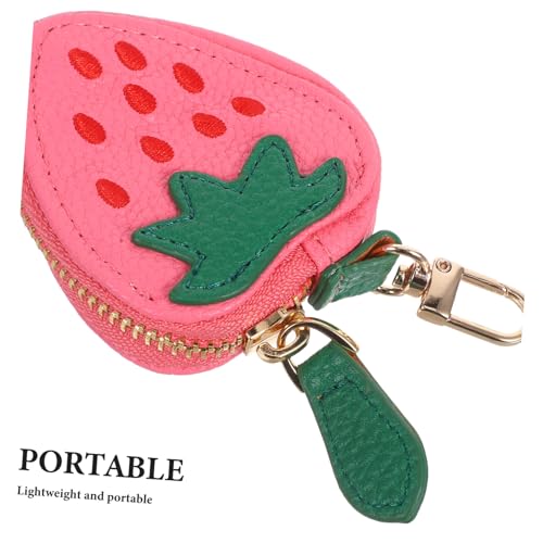 DEARMAMY Erdbeer-münzbörse Aus Pu Für Damen Klein Und Leicht Mit Reißverschluss Und Aufhängeschlaufe Für Täglichen Gebrauch Reisen Und Einkaufen von DEARMAMY