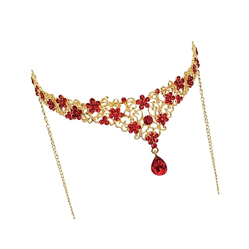 DEARMAMY Kopfbedeckung Für Frauen Tiara Für Die Hochzeit Der Braut Kreative Kopfbedeckungen Braut Brautjungfer Haar Haarschmuck Für Die Braut Strass Frontlet Brautfrisur Rot von DEARMAMY