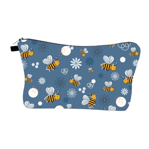 DEARMAMY Kosmetiktasche Bienenmotiv Reiseorganizer mit Reißverschluss für Damen Make Up Kulturbeutel Praktische Aufbewahrungstasche von DEARMAMY