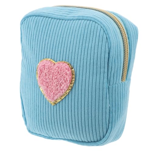 DEARMAMY Mini-Kosmetiktasche Mit Süßem Cartoon-Herz-Patch Reise-Make-up-Organizer Tragbarer Münzbörse Kleiner Make-up-Beutel Für Damen Tasche Mit Reißverschluss von DEARMAMY