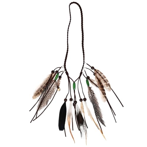 DEARMAMY Kostüm Stirnband mit Federn und Quasten Boho Haaraccessoire für Partys Hochzeiten Fotografie und Festivals Design mit Holzperlen von DEARMAMY