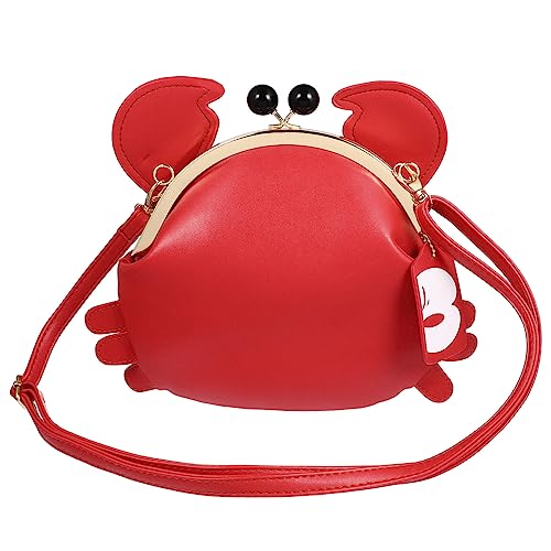 DEARMAMY Krabben-Handtasche Krebse Und Muscheln Umhängetasche Neuartige Geldbörse In Tierform Abnehmbare Umhängetasche Messenger-Tasche Für Frauen Und Mädchen Rot von DEARMAMY