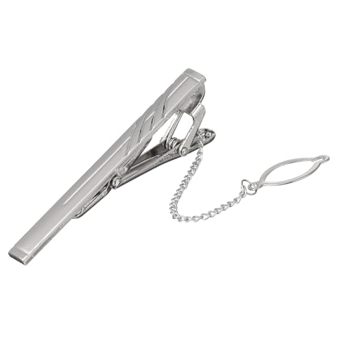 DEARMAMY Krawattenklammer für Herren Schlichte Metall Clips für Anzug und Business Kleidung Rutschfeste Krawattennadel für Formelle Anlässe Silberfarbig von DEARMAMY