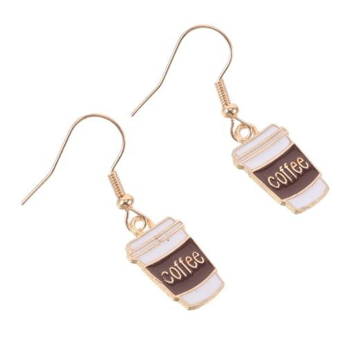 DEARMAMY Kreative Kaffeetassen Ohrringe Metall Schmuck Tropfenanhänger Lustiges Design für Freizeit Partys und Modische Alltagsoutfits von DEARMAMY