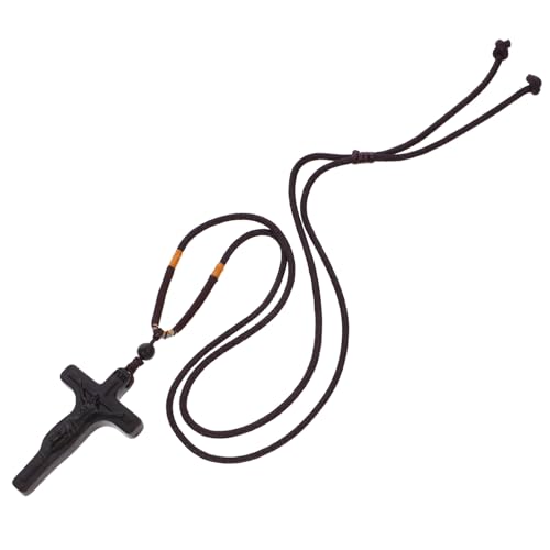 DEARMAMY Kreuz Anhänger Holz Holzskulptur Kette für Damen und Herren Verstellbare Halskette mit Stilvollem Kreuzdesign Religöse Dekoration für Alltag und Anlässe Handgefertigter Schmuck von DEARMAMY