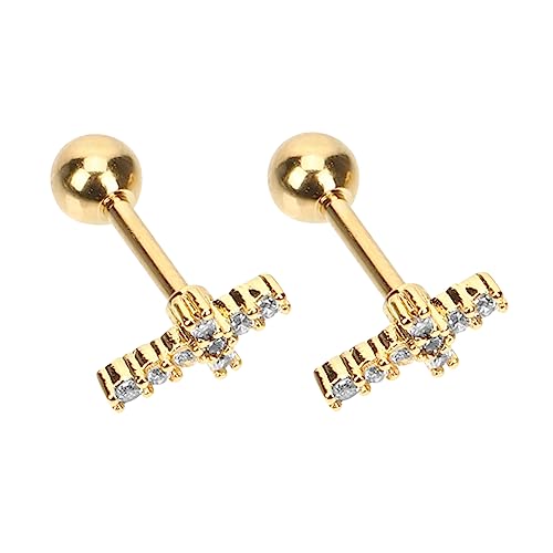DEARMAMY Kreuz Ohrstecker aus Zirkonia Vergoldet Mini Tragus Piercing Schmuck für Damen Modisch Glatt Poliert Geeignet für Alltag Party und Reise von DEARMAMY