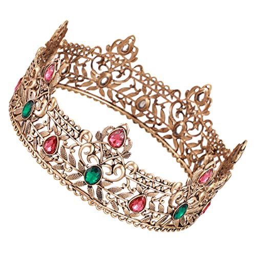 DEARMAMY Krone König Kostüm Männer Krönung Strass-accessoires Prinz Throne Performance-kostümzubehör Golden Legierung von DEARMAMY