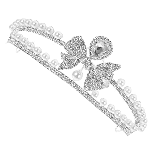 DEARMAMY Krone Schmuck Kleid Gold Für Frauen Braut Zu Schärpen Stirnband Party Kopfbedeckungen Dekorationen Brautjungfer Brauttasse Bräute Bademantel Tiaras Perle Roben Outfit Strasssteine von DEARMAMY