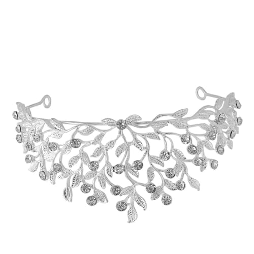 DEARMAMY Krone khimar hijab elegant schlüpfeier hochzeitgeldgeschenke blumenhaarkranz Hochzeit Stirnband Hochzeitskopfschmuck für die Braut mädchen stirnbänder Tiara Strasssteine Silver von DEARMAMY