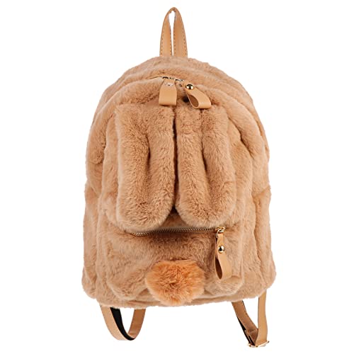 DEARMAMY Kuscheliger Plüsch-Rucksack Mit Hasenohren Für Mädchen Vielseitiger Tagesrucksack Für Schule Und Leicht Und Tragbar von DEARMAMY