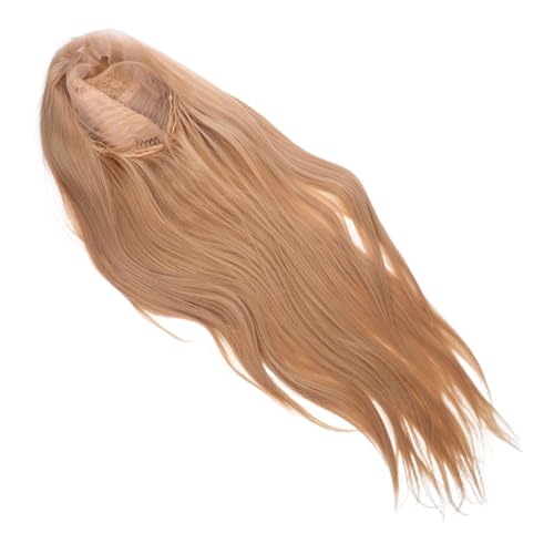 DEARMAMY Lace Front Perücke Lang Glatt Synthetisch Goldfarben Natürliche Haarlinie Atmungsaktive Kappe Für Frauen Cosplay Halloween Party Alltag von DEARMAMY